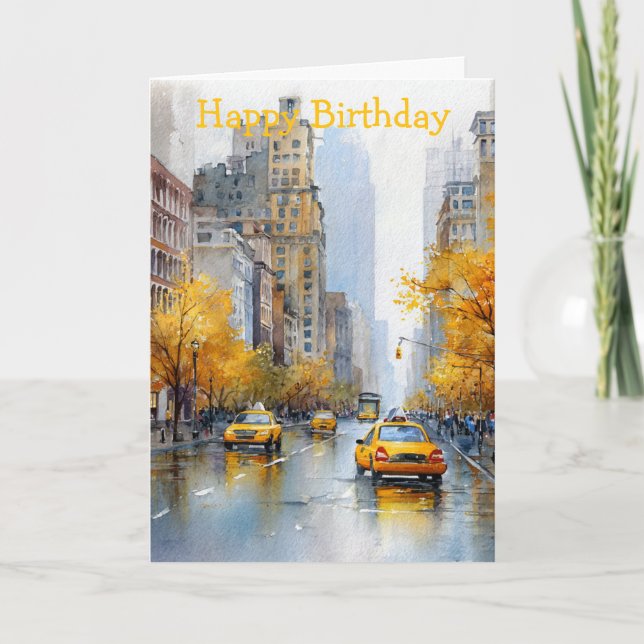 Tarjeta Watercolour Autumn in New York (Anverso)