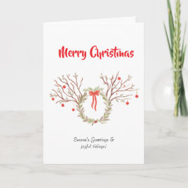 Tarjeta watercolour elegant christmas Folded Greeting Card