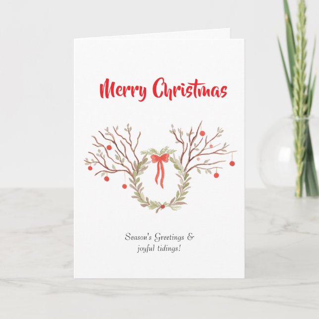 Tarjeta watercolour elegant christmas Folded Greeting Card (Anverso)