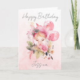 Tarjeta Watercolour Floral Fairy Birthday Card