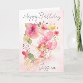 Tarjeta Watercolour Floral Fairy Birthday Card