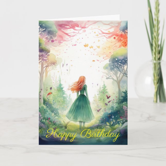 Tarjeta Watercolour Forest Princess (Anverso)