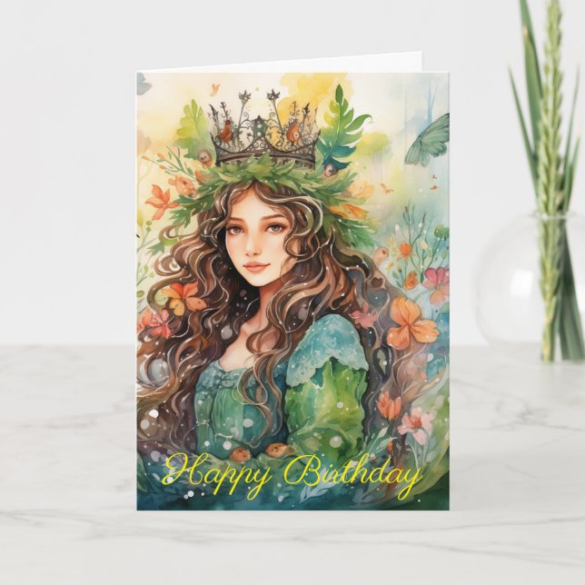 Tarjeta Watercolour Forest Princess (Anverso)