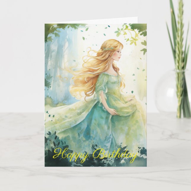 Tarjeta Watercolour Forest Princess (Anverso)