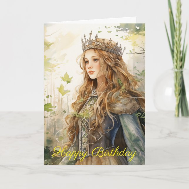 Tarjeta Watercolour Forest Princess (Anverso)