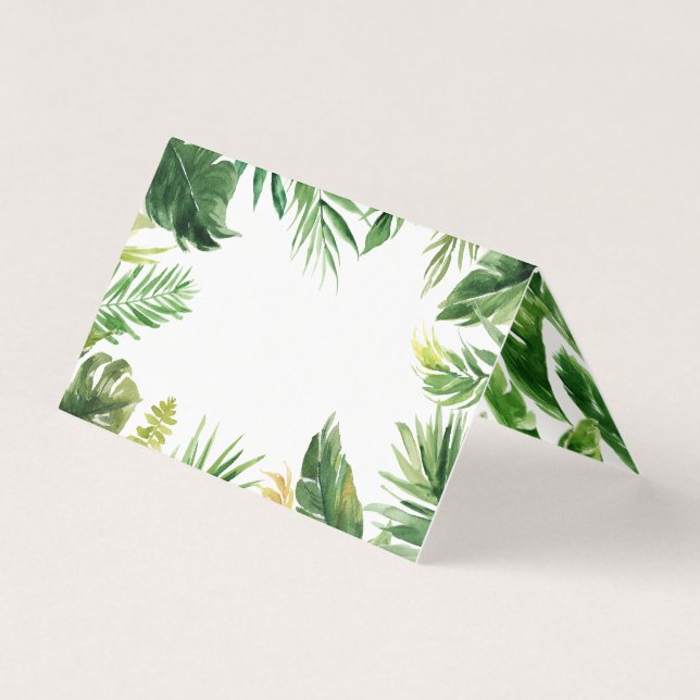 Tarjeta Watercolour Tropical Leads Frame Summer Place Card (Anverso)