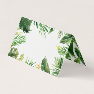 Tarjeta Watercolour Tropical Leads Frame Summer Place Card