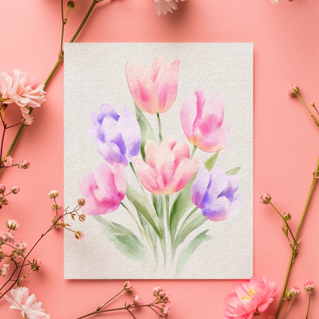 Tarjeta Watercolour Tulips Mother’s Day Card (Subido por el creador)