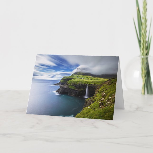 Tarjeta Waterfalls | Faroe Islands, Denmark (Anverso)