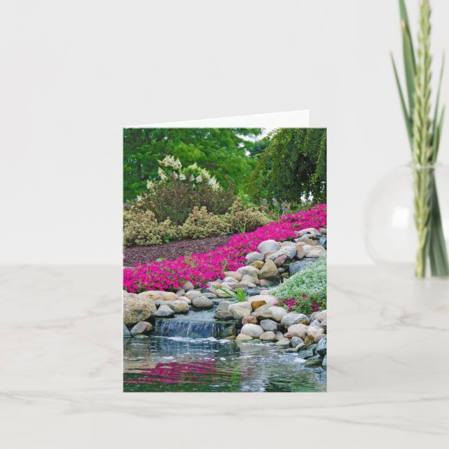 Tarjeta Waterfalls in rock garden (Anverso)