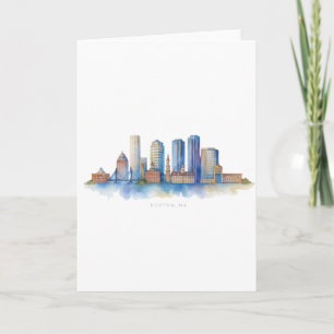 Tarjeta Waterline de la ciudad de Boston   Mamáes modernas