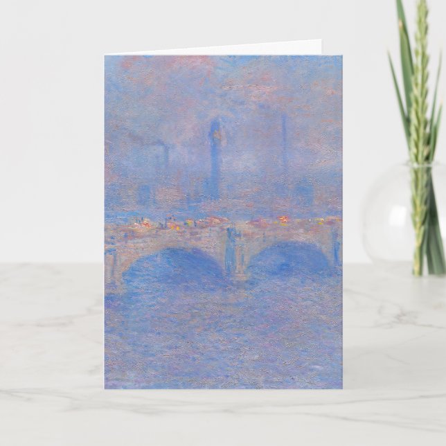 Tarjeta Waterloo Bridge, Effect of Mist by Claude Monet (Anverso)