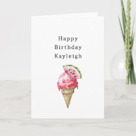 Tarjeta Watermelon Ice Cream Cone Birthday