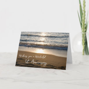 Tarjeta Wave at Sunset 1er Boda Aniversario Card