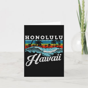 Tarjeta Waves Beach Honolulu Hawaii Summer Surfing Retro