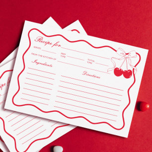 Tarjeta Wavy Bow Cherry Bridal Shower