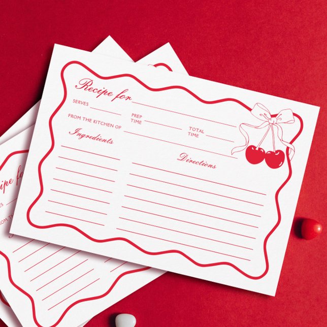 Tarjeta Wavy Bow Cherry Bridal Shower (Subido por el creador)