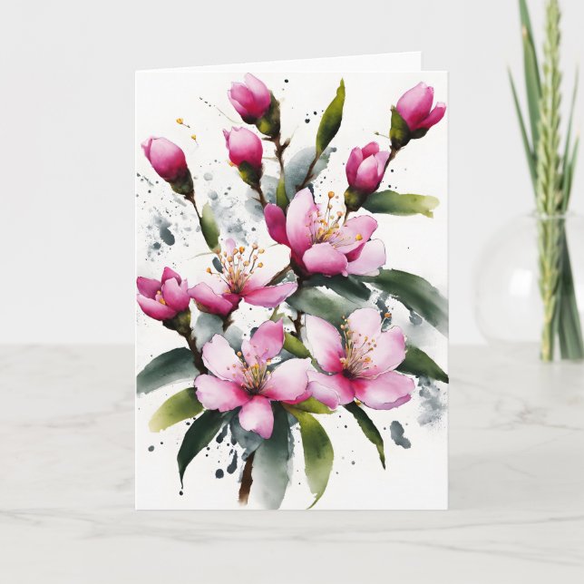 Tarjeta Waxflower - Flores de acuarela (Anverso)