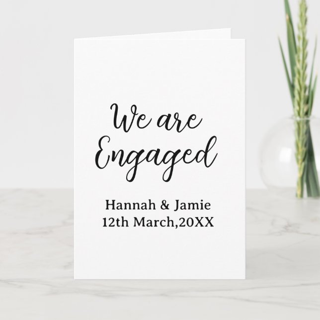 Tarjeta We are Engaged couple name date calligraphystylish (Anverso)