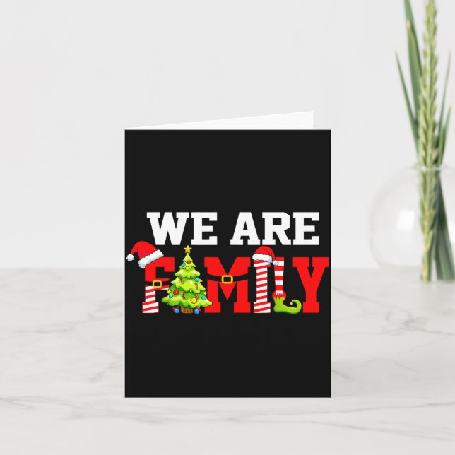 Tarjeta We Are Family Santa Hat Xmas Tree Elf Christmas Ma (Anverso)