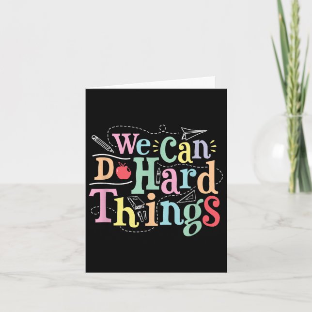 Tarjeta We Can Do Hard Things Motivational Education Schoo (Anverso)