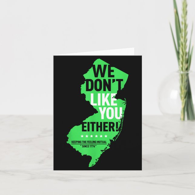 Tarjeta We Don't Like You Either New Jersey New York Rival (Anverso)