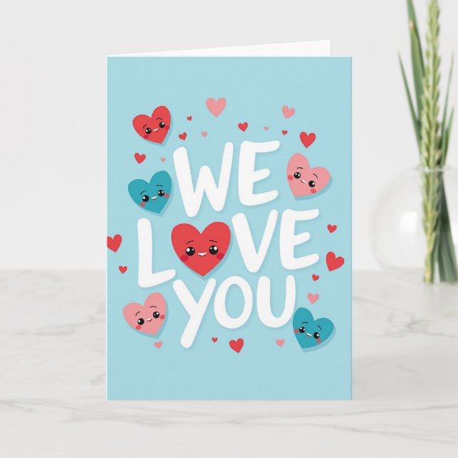 Tarjeta We Love You Sky Blue Hearts Card (Anverso)