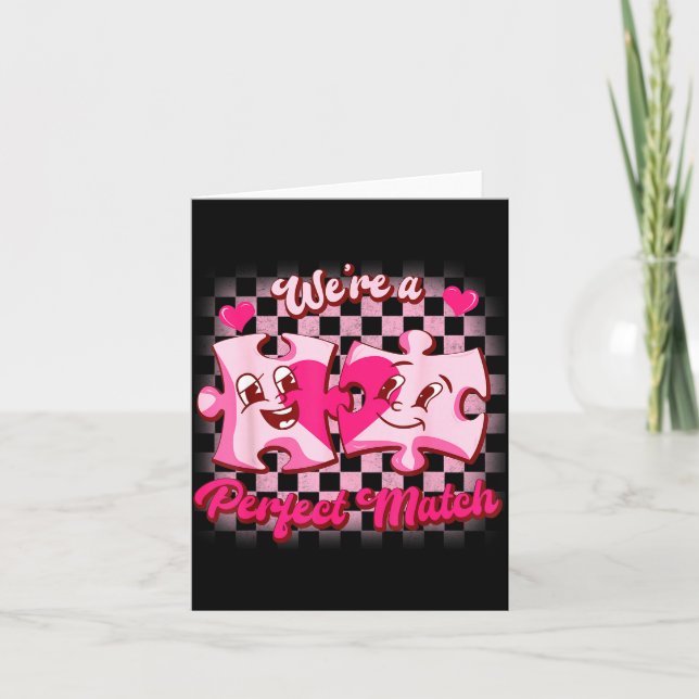 Tarjeta We’re A Perfect Match Love Puzzle Funny Valentines (Anverso)
