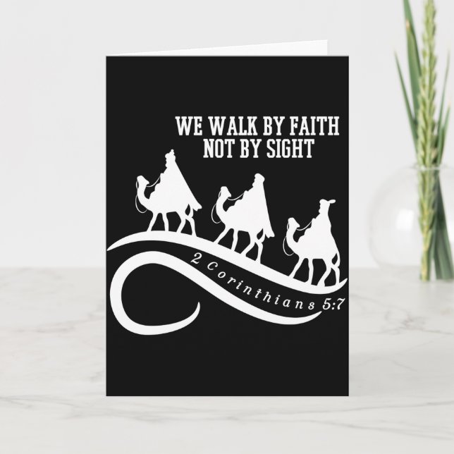 Tarjeta We Walk By Faith Not By Sight Christian Christmas  (Anverso)