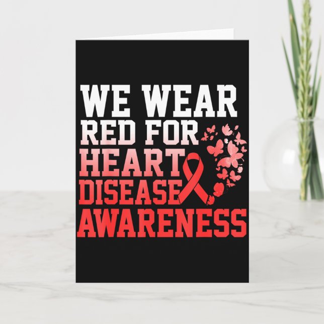 Tarjeta We Wear Red For Women Heart Disease Awareness Hear (Anverso)