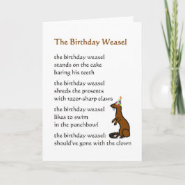 Tarjeta Weasel de cumpleaños - un poema divertido de cumpl