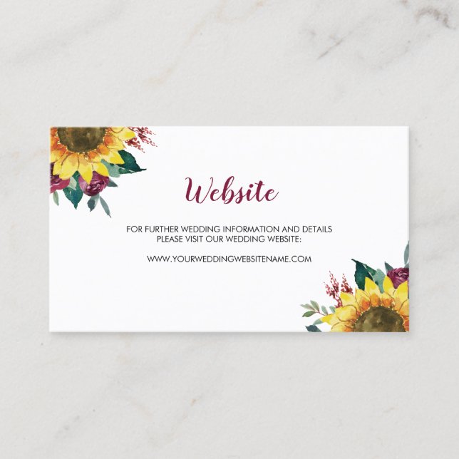 Tarjeta web de Boda de floral de girasol acuático (Anverso)