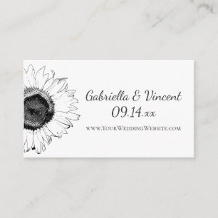 Tarjeta web de Boda de girasol blanco y negro