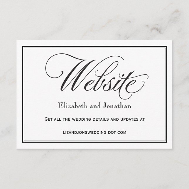 Tarjeta web de Boda de guiones blancos y negros (Anverso)