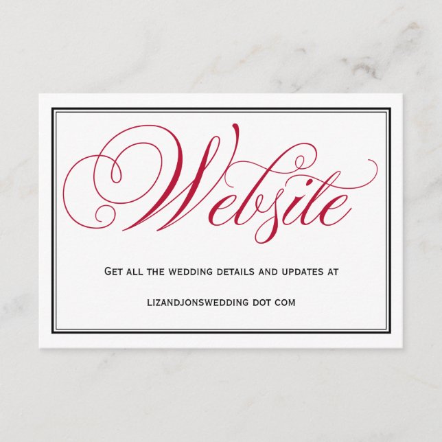Tarjeta web de Boda de guiones formales rojos (Anverso)