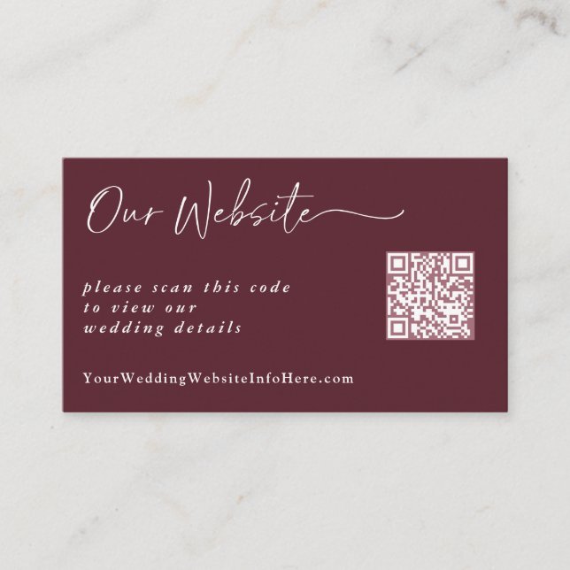 Tarjeta web de Merlot Modern Boda (Anverso)