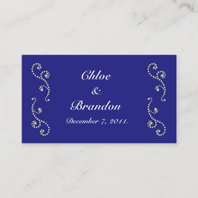 Tarjeta web de Pearls and Sapphire Blue Boda (Anverso)