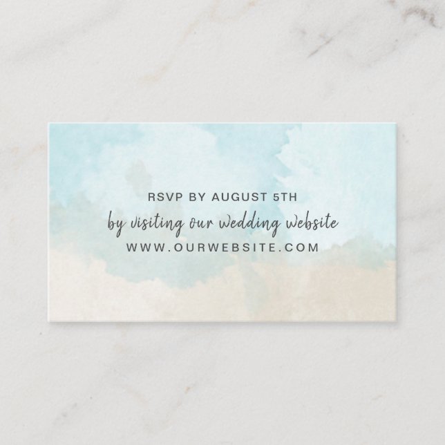 tarjeta web de rsvp de boda de Beach Watercolor (Anverso)