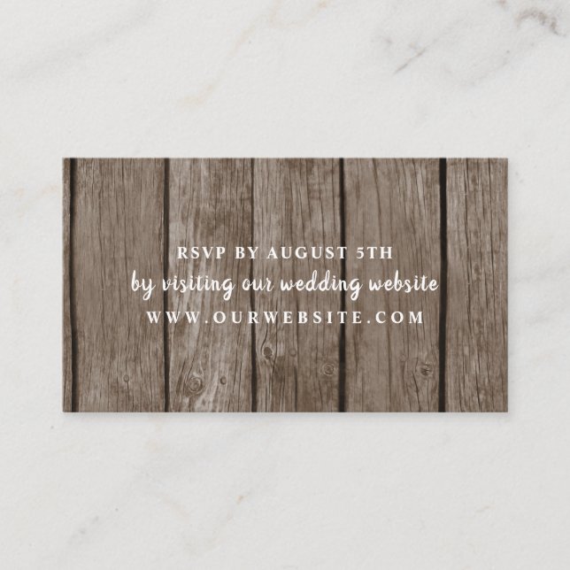 Tarjeta web de rsvp de boda Rustic Wood (Anverso)