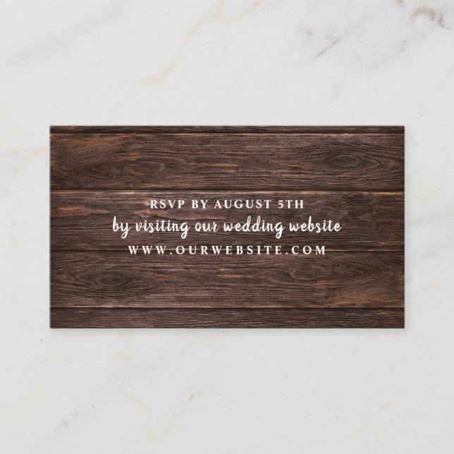 Tarjeta web de Rustic Dark Wood rsvp (Anverso)
