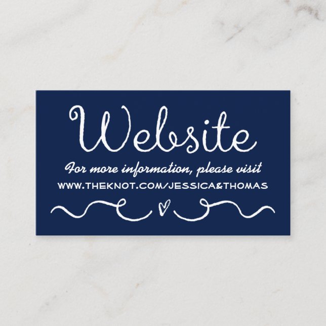 Tarjeta web del boda | Azul y blanco de la Marina  (Anverso)