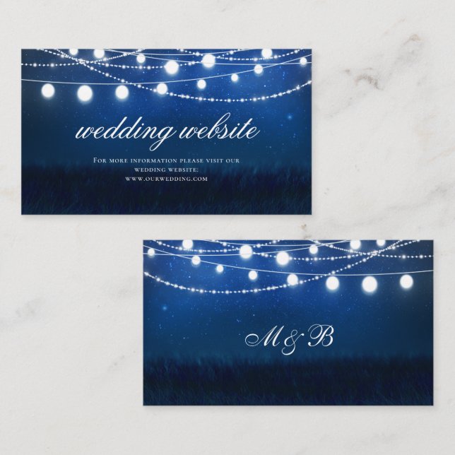 Tarjeta web del Boda Blue Night and Silver Lights (Anverso / Reverso)
