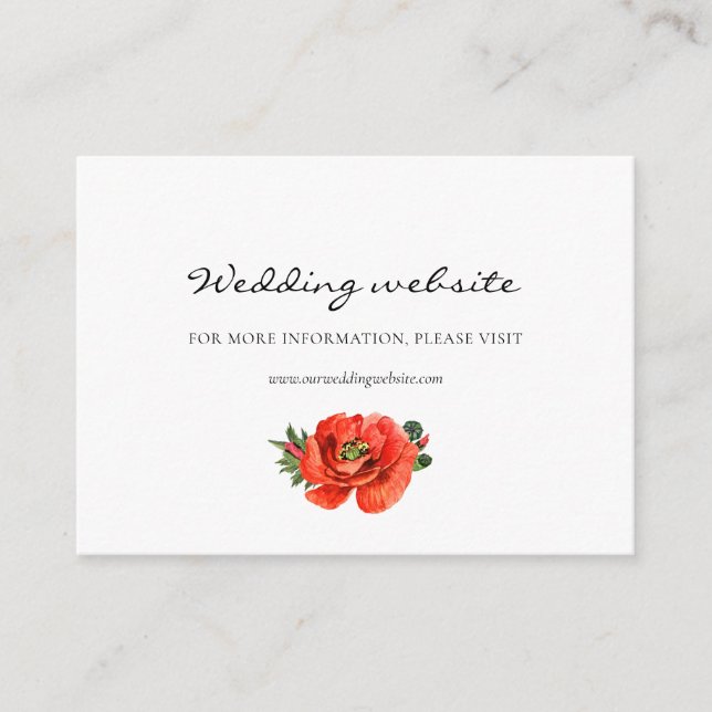 Tarjeta web del boda de acuarela de cachorros rojo (Anverso)