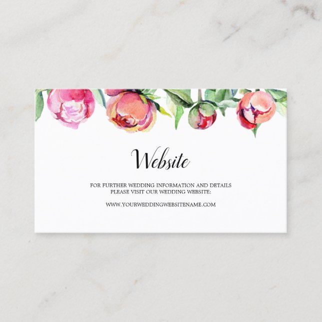 Tarjeta web del Boda de Coral Floral Moderno (Anverso)