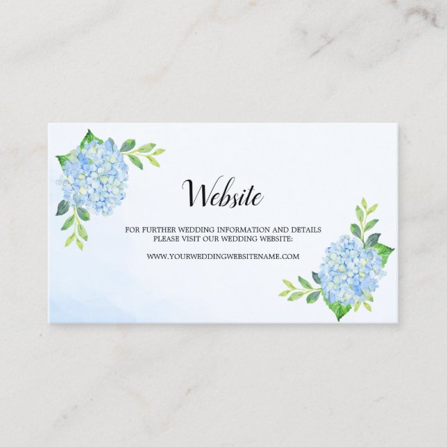 Tarjeta web del Boda de Hidrangea Azul Floral Mode (Anverso)