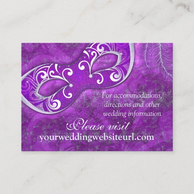 Tarjeta web del Boda de mascarada Purple Silver (Anverso)