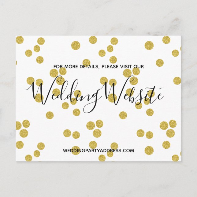 tarjeta web del boda | Postal de Confetti de oro (Anverso)