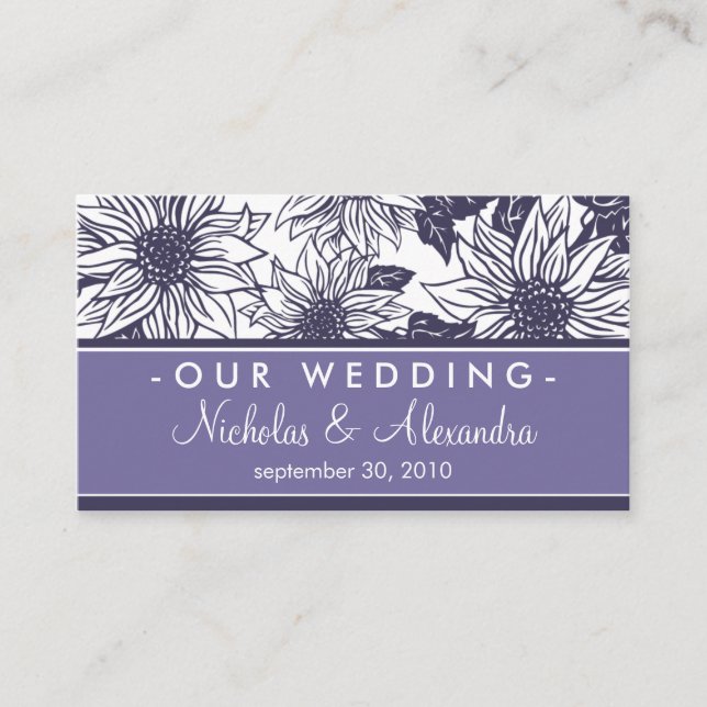 Tarjeta web del Boda Purple Sunflowers (Anverso)