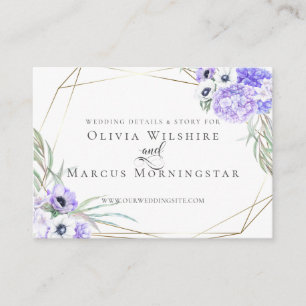 Tarjeta web del boda Violet Anemone Floral