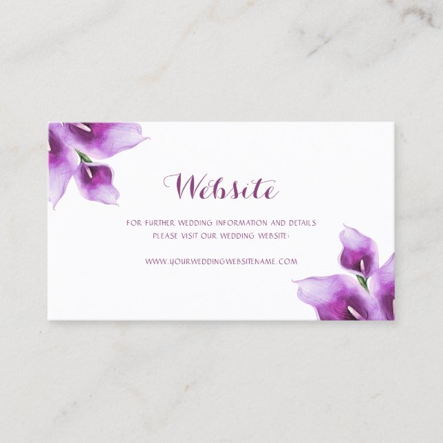 Tarjeta web Floral Purple Calla Lily Boda (Anverso)